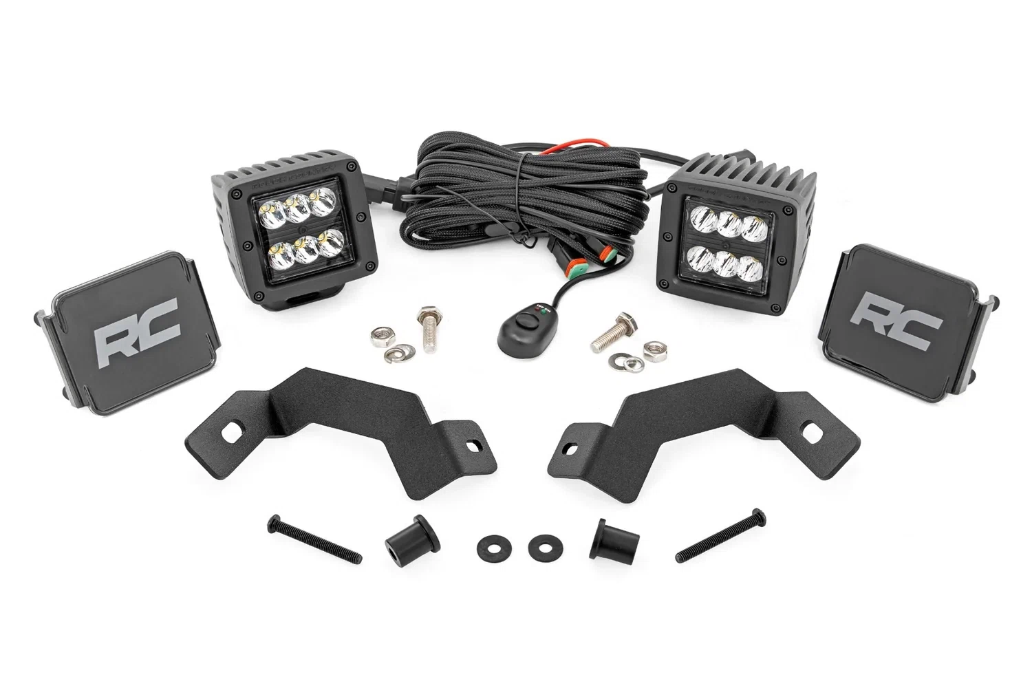 Rough Country LED Light Kit - Ditch Mount - 2_ Black Pair - Spot - Toyota Land Cruiser (24-25) - 72112